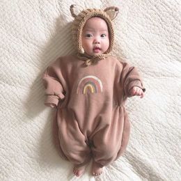 Born Infant Toddler Rainbow Romper for Baby Boy Clothing Fashion Outfit Korean Onesie Girls Clothes Winter 210529