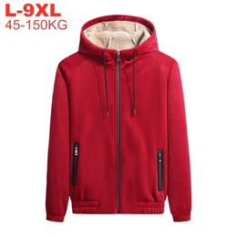 Winter Fleece Hooded Jackets Coats Men Softshell Jacket Male Warm Parka Windbreaker Thick Men's Overcoat Plus Size 7xl 8xl 9xl 211126