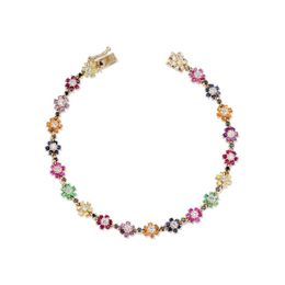 Spring Design Jewellery Dainty Delicate Beautiful Colourful Rainbow CZ Flower Link Chain Women Girl Bracelet 211124