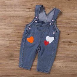 Spring Autumn Overalls For Kids Jeans Girls Pants Denim Boys Jumpsuit 210528