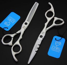 JOEWELL 5.5/6.0 inch white painted handle scissors 6CR 62HRS hardness hair beauty cutting/thinning