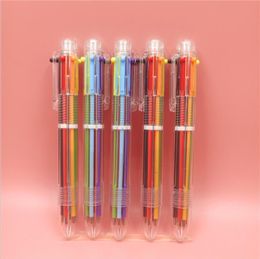 Ballpoint Pens Creative stationery transparent according to start student office multi medium oil six color ball point pen