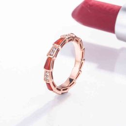 -Original 1: 1 cor de prata esterlina cor clássica moda rosa ouro cobra osso mãe-de-pérola anel mulheres luxo marca jóias presente