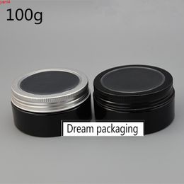 30X100g Portable Plastic black Cosmetic Empty Jar,Makeup Nail Art Bead Storage Container jar with window Aluminium lidgoods