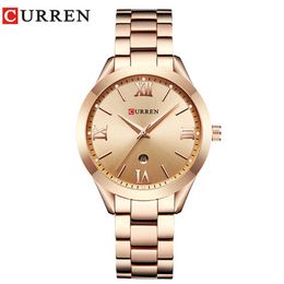 CURREN 9007 Simple Fashion Stainless Steel Analog Quartz Wrist Watch Calendar Female Dres Clock Relogio Feminino 210616