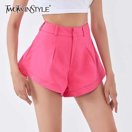 TWOTWINSTYLE Casual Loose Women Shorts Skirts High Waist Sexy Beach Style Short Pants Female Fashion Spring Clothing 210611