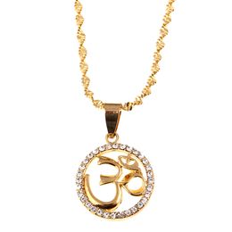 OHM Hindu Buddhist AUM OM Pendant Necklace Hinduism Yoga India Outdoor Sport Gold Color Yoga Women Jewelry