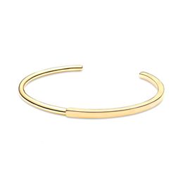 NEW 2021 100% 925 Sterling Silver Golden Bend Bracelet Fit DIY Original Fshion Jewellery Gift 11123