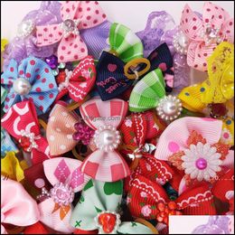 Other Dog Supplies Pet Home & Garden Pets Headdress Bow Jewellery Colorf Rubber Band Hair Aessories Head Flower Grooming Ewd5526 Drop Delivery