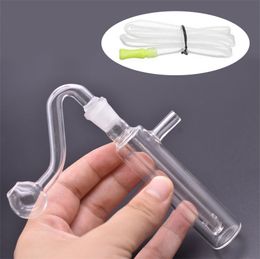Cheap mini clear protable hookahs catcher beaker oil rig water bong with silicone straw hose and 10mm glass oil rig bowl