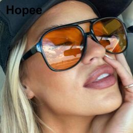 Sunglasses Classic Big Frame Pilot Women 2021 Fashion Dedigner Black Yellow Sun Glasses Cute Female Shades