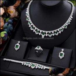 Earrings & Necklace Jewelry Sets Godki Fashion Sweet Shiny Luxury Gorgeous Green Cz Set Women Wedding Sparkly Aessories Drop Delivery 2021 Q
