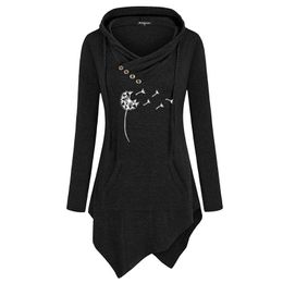 Lässige Kleider 2021 Wildflower Löwenzahn Druck Frauen Langarm Lustige Pullover Hoodies Sweatshirts Frau Geschenk Mädchen Kleidung