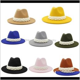 Caps Hats, Scarves & Gloves Fashion Aessoriesfashion Women Wide Brim Wool Fedora Hats For Men Leather Pearl Ribbon Felt Hat Winter Panama Tri