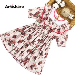 Dress Girl Rose Floral Dress Girls 2021 Newest Children Dresses Summer Children's Clothing 6 8 10 12 14 Q0716