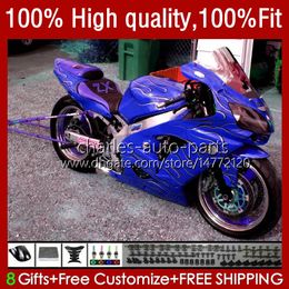 Body Injection For KAWASAKI NINJA ZX12R ZX1200C ZX 12R 1200 CC 2002-06 3No.182 ZX1200 ZX 12 R 1200CC 02 03 04 2005 2006 ZX-12R 2002 2003 2004 05 06 OEM Fairing blue flames