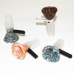 14mm Male Glass Bowls With Handle Coloured Smoking Bong Bowl Piece For Tobacco Water Pipes Bongs Dab Rigs