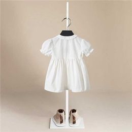 Baby Girls Casual Dress Summer Infant Baby Clothes Baby Girls Short Sleeves Dress White Solid Colour Kids Dresses for Girls Q0716