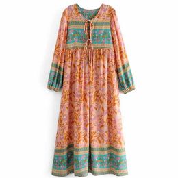 INSPIRED fashion women floral print V-neck Bohemian dress women cotton new Summer dress cute woman dress plus size 210412