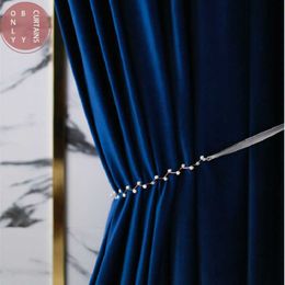 Stylish Minimalist Modern Style Luxury Living Room Bedroom Light Velvet Curtain Blackout Curtain 210712