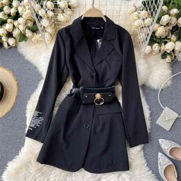 Women Shirt Dress with Bag Spring Autumn Suit es Chic Casual Temperament Streetwear Vestiods PL470 210506