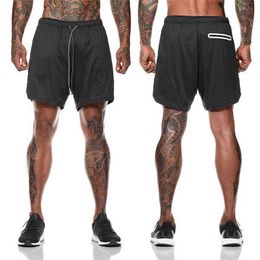 Custom Mens Running Shorts Mesh 2 In 1 Lined With Pocket Bodybuilding Gym Sports Men Casual Male Fitness Jogging Training G220224