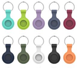 Colorful AirTag Cases Loop Soft TPU Silicone Protective Cases Anti-lost Device Finder Keychain Tracker Protect Cover with Buckle Scratch Resistant
