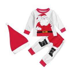 Clothing Sets 3Pcs Toddlers Baby Boys Girls Christmas Outfits Santa Claus Print Long Sleeve Sweatshirt + Casual Pants Hat