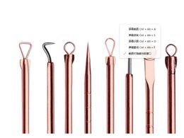 4PCS Blackhead Extractor de cravo Rose Gold Black Dots Cleaner Acne Blemish Remover Needles Set Black Spots Pore Cleanser Tool