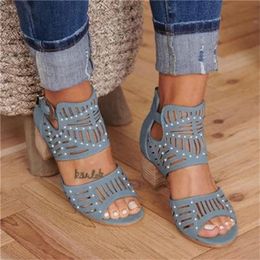 2021 Designer Women Sandal Summer High Heel Sandals Black Blue Party Slides with Crystals Beach Outdoor Casual Shoes large size W38