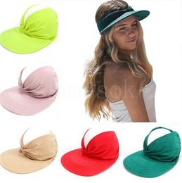 9 Colours Women Summer Sun Visor Cap Anti-ultraviolet elastic adult empty top hat DB922