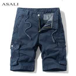 Summer Men's Cargo Casual Shorts Solid Color Men Loose Gyms Sportswear Fashion Jogging Cotton Short Pants Male Clothing 210714