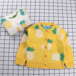 Family Matching Outfits Fashion Pineapple Knit Coat Mother Baby Cotton Mommy and Me Clothes Clothing 210521