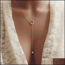 Pendant Jewelry Arrivals 925 Sterling Sier Star Moon Necklaces & Pendants With Cz Paved 3 Color For Women Fashion Sterling-Sier-Jewelry Drop