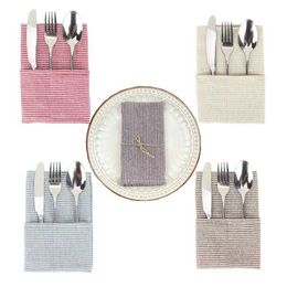 Plain Narrow Striped Cloth Set of 12 pcs 30x40cm cotton Dinner table Napkins for Events & Home Use