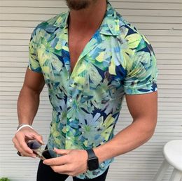 Plus size XXXL 4XL Camisas Blouse Casual Shirts Summer Short Comfortable Hombre Tops for Man Floral Print Shirt