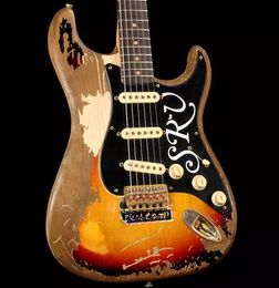 Custom Relic Stevie Ray Vaughan 3 Tone Sunburst SRV ST Electric Guitar Left Handed Tremolo Bridge, Alder Body, Vintage Tuners, Gold Hardware
