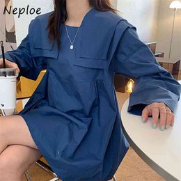 Hailor Collar Pullover Long Sleeve Dress Women High Waist Hip A Line Vestidos Work Style Ol Loose Robe Spring 210422