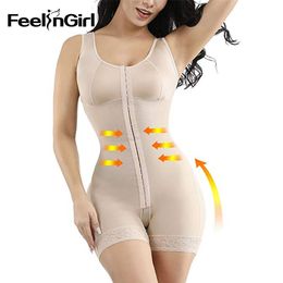 FeelinGirl Fajas Colombianas Reductora Full Body Shapers Slimming Shaperwear Overbust Postpartum Recovery Bodysuit Waist Shapers 210402