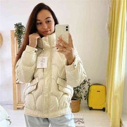 Women's Cotton-padded Jacket Bright Puffer Winter Short Bubble Parkas 210819
