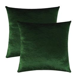 2 Packs Decorative Cushions Covers Cases for Sofa Bed Couch Modern Luxury Velvet Home Throw Pillow Case Covers Green Gold 45x45 210401