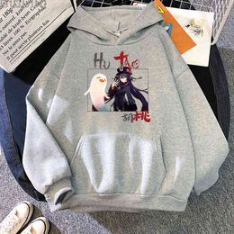 Game Genshin Impact Kawaii Hu Tao Hoodies anime Sweatshirts Cartoon MEN WOMEN Hoody Cosplay Hu Tao Impact Printed Clothes Y0901