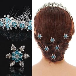 Christmas party favor rhinestone diamond snowflake hair clips fancy dress crystal U hairpin tiaras Halloween Cosplay props women