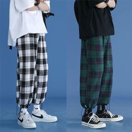 Trendy Plaid Streetwear Pants Men's Comfortable Pant Summer Loose Casual All-match Korean Joggers Trousers 210715
