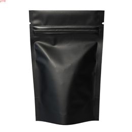 High Quality 100pcs Heat Seal Zip Lock Package Bags Aluminium Foil Mylar Tear Notch Matte Black Stand Up Bag Wholesalegoods