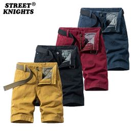 Summer Solid Colour Fashion Cotton Casual Breeches Cargo Men Shorts Breathable Quick Dry Multi Pocket Hip Hop Short 210806