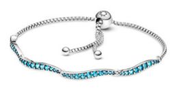 NEW 2021 100% 925 Sterling Silver Blue Gem Bracelet Fit DIY Original Fshion Jewellery Gift 11123