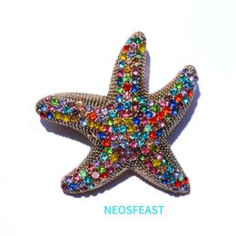 Pins, Brooches Vintage Jewelry Starfish Rhinestone Brooch Women Elegant Pin Coat Decoration Multi Color Ladies Party Gifts Dress Accessories