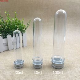 30ml 40ml Clear Mask Bath Salt Test PET Sample Tubes Empty Capsule Candy Tea Containers Travel Refillable Bottles 100pcsgoods