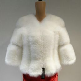 Women's Winter Jacket Faux Fur Coat for Women Artificial Coats Woman Short Thick Jackets Girls 3/4 Sleeve Outerwear Party